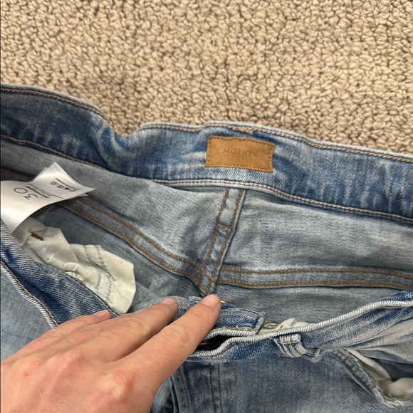 MOTHER Blue Straight Jeans with Vintage Distressed Look - Picture 2 of 5